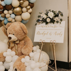 XL Teddy Bear and Gold Easel