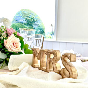 Mr and Mrs table setting letters